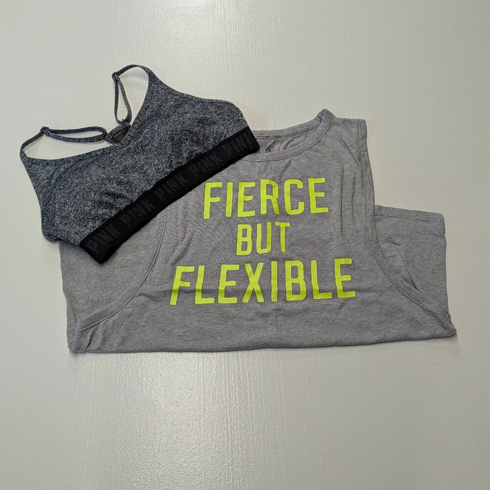 Victoria's Secret Sport/Pink Sport Bundle of Sports Bra and Muscle Shirt Medium